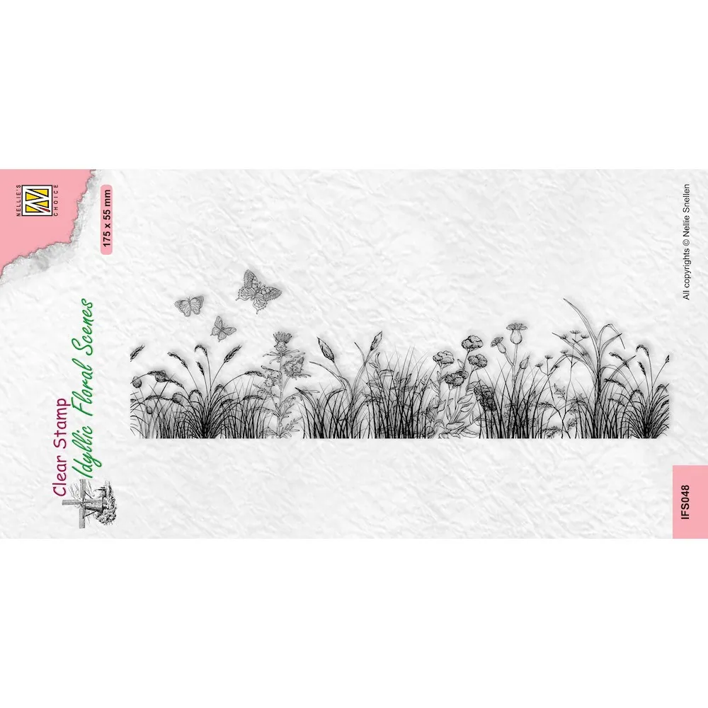Meadow with Butterflies Clear Stamp
