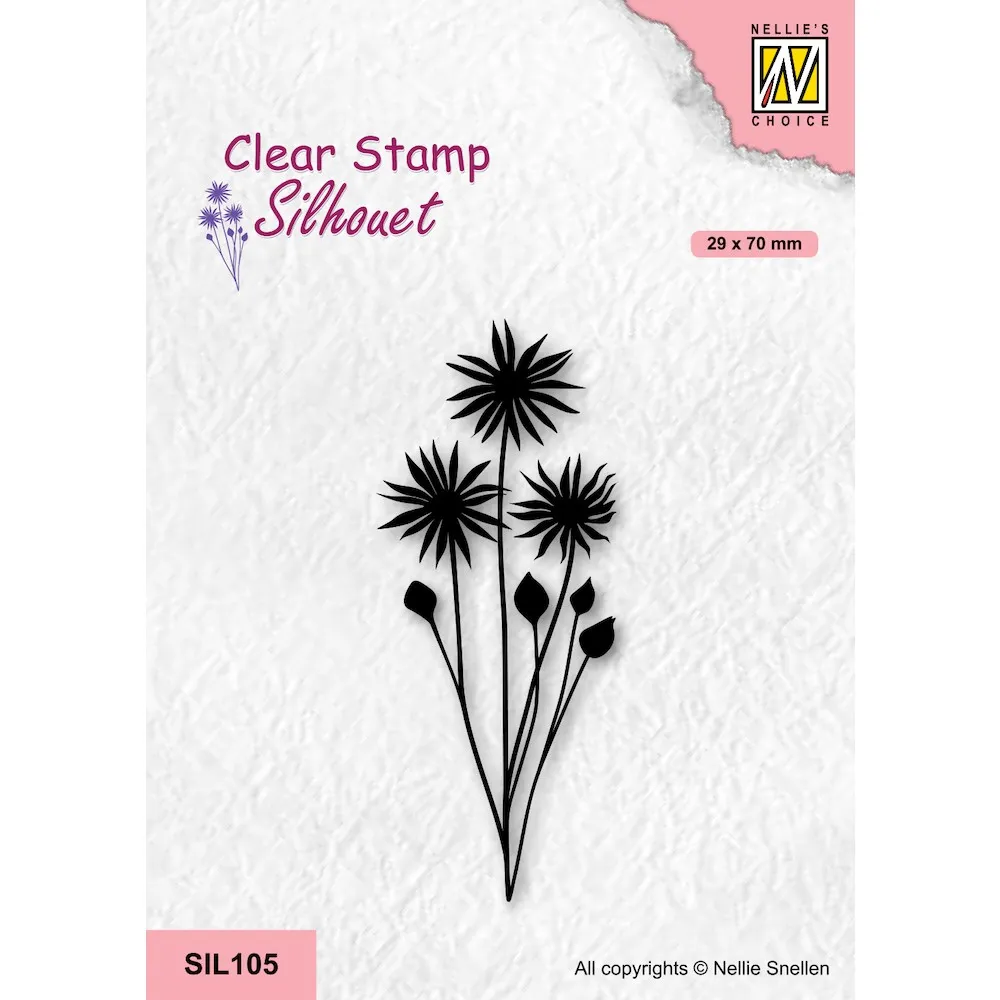 #18 Silhouette Flowers Clear Stamp