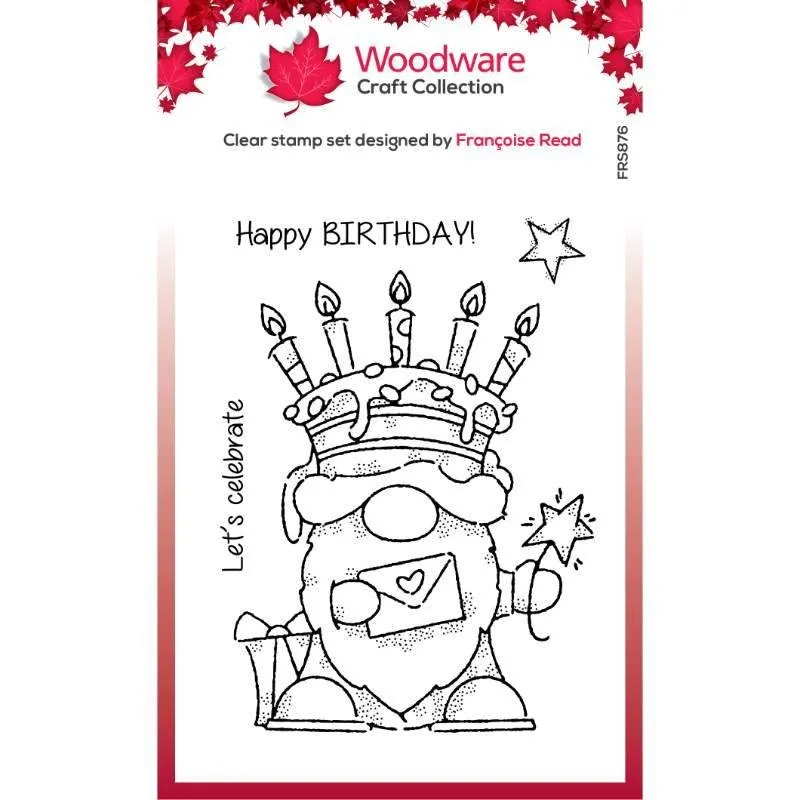 Birthday Cake Gnome 4x6 Clear Stamp by Woodware