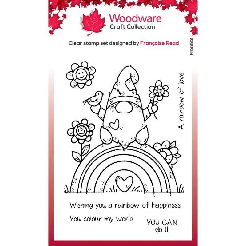 Rainbow Gnome 4x6 Clear Stamp by Woodware