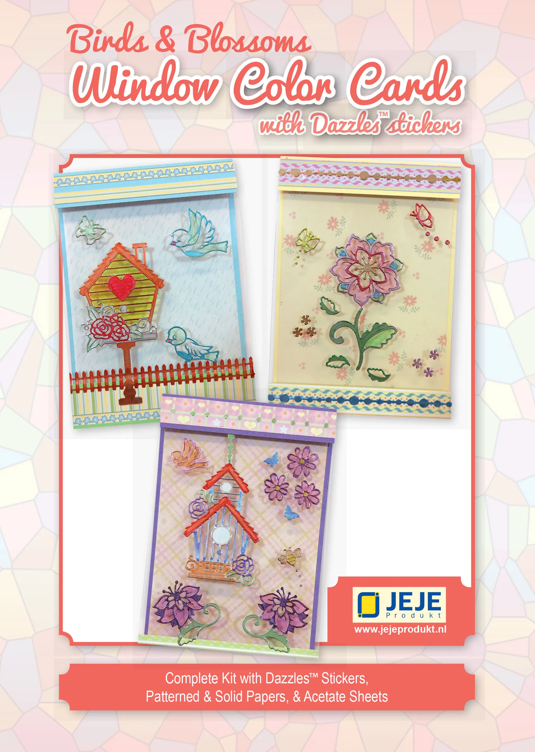 Birdhouses & Flowers Window Color Cards