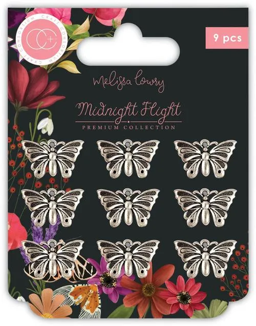Midnight Flight Metal Charms, 9 pieces