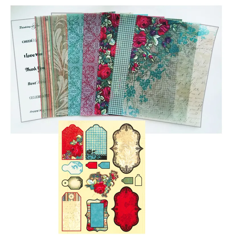 Patterned Vellum, 8 sheets + cutouts