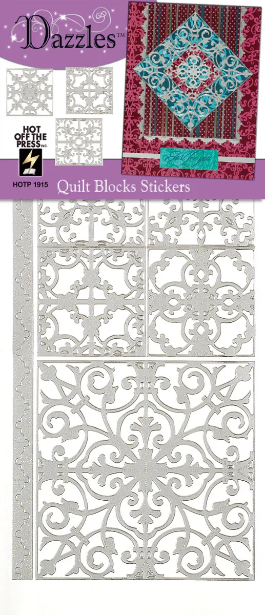 Quilt Blocks Dazzlesâ¢ Stickers, Silver