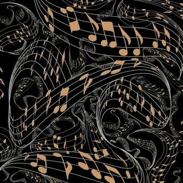 Black/Gold Music 12x12 Paper, 15 sheets