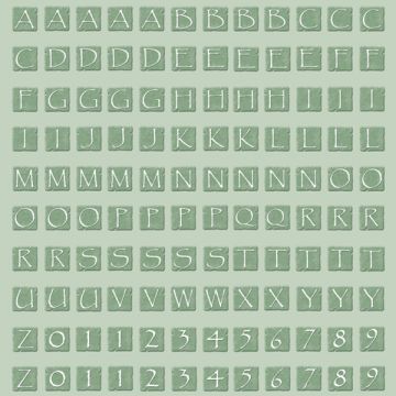 Light Green Alphabet Tiles 12x12, 15 Sheets