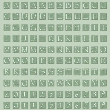 Light Green Alphabet Tiles 12x12, 15 Sheets