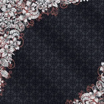 Sheet Black/Silver Floral Foil