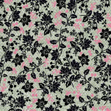 Sheet Green Blossoms Flocked