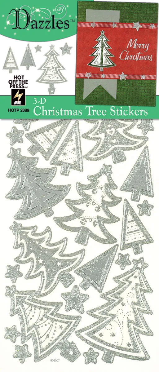 3-D Christmas Trees Dazzlesâ¢ Stickers Silver