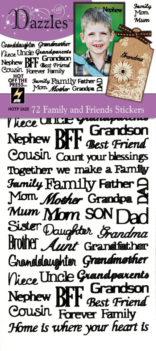 72 Family and Friends Dazzlesâ¢ Stickers Black