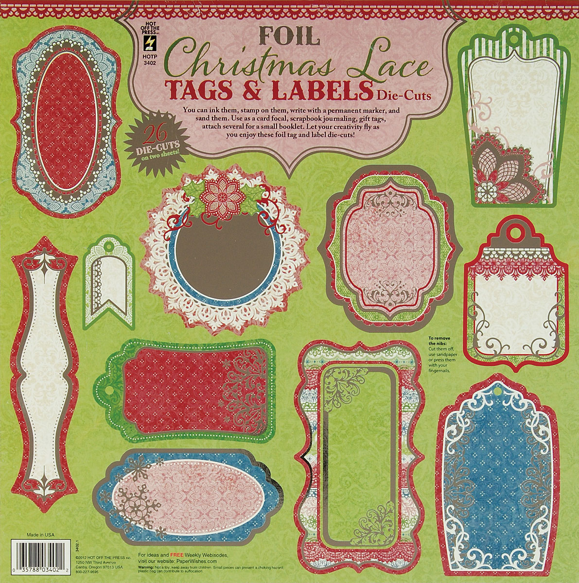 Christmas Lace Foil Tags & Labels