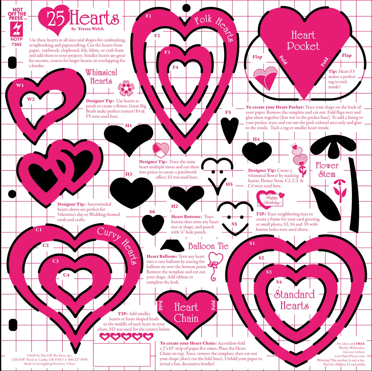 25 Hearts Template