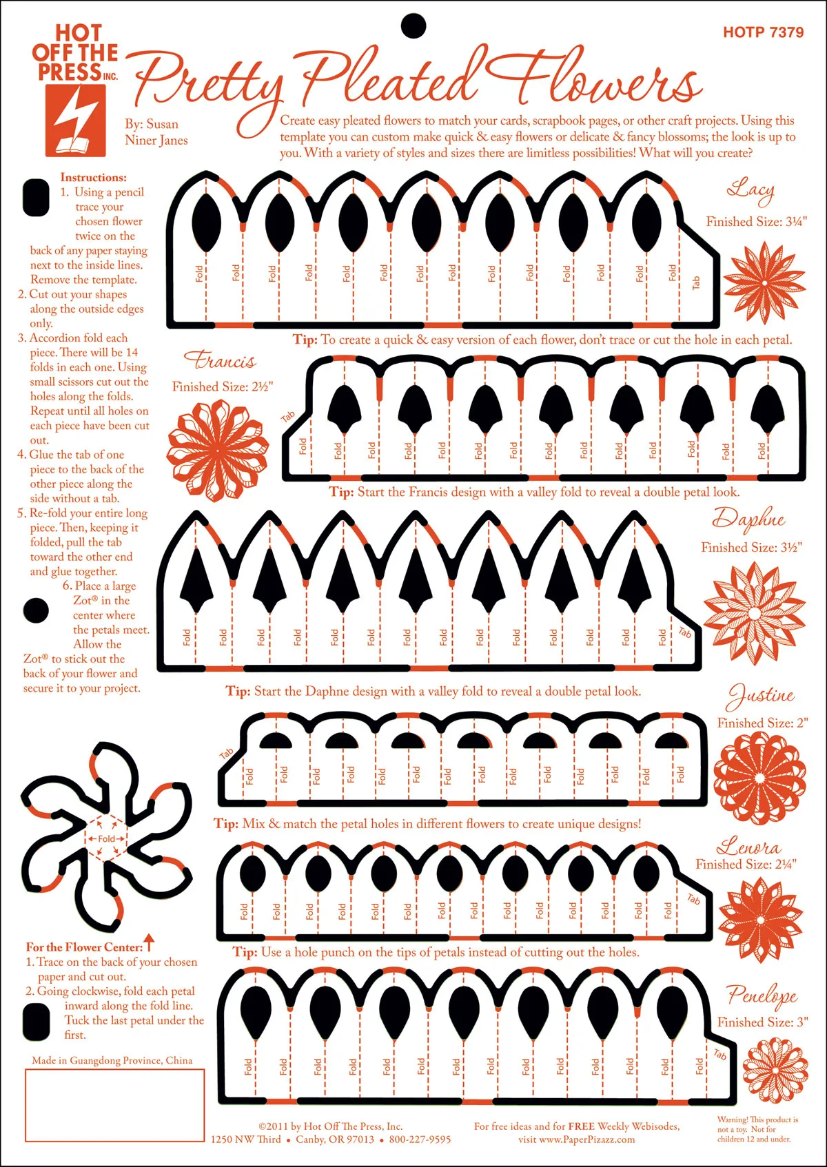 Pretty Pleated Flowers Template