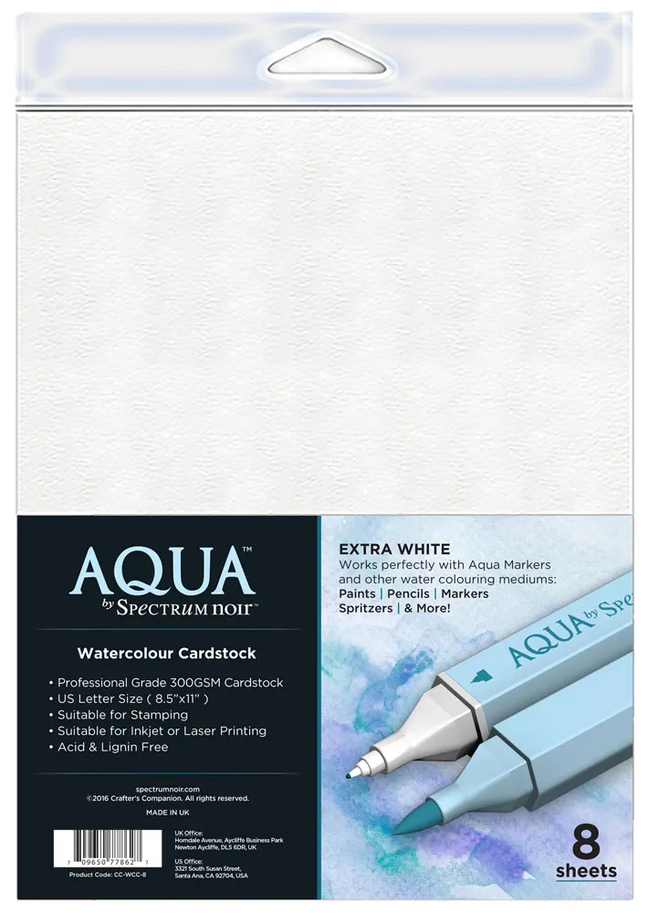 Watercolor Cardstock 8 sheets, 8.5 x 11