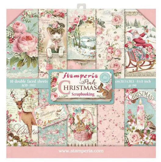 Pink Christmas Paper Pack, 8x8