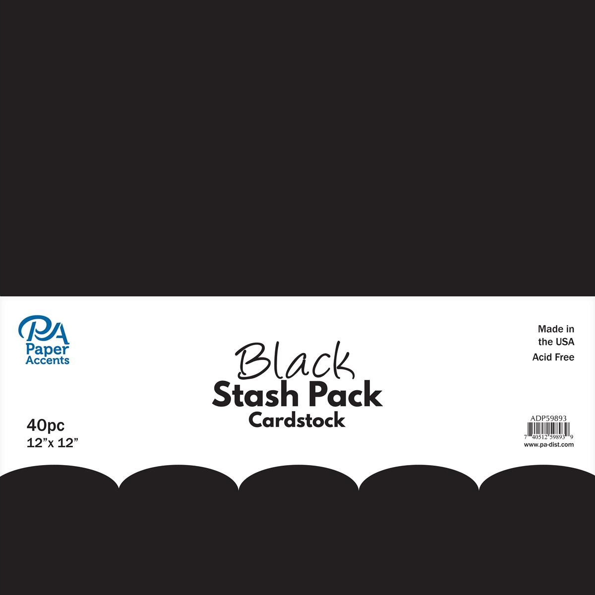 Paper Accents ADP59893 Stash Pack 12x12 40pc Black