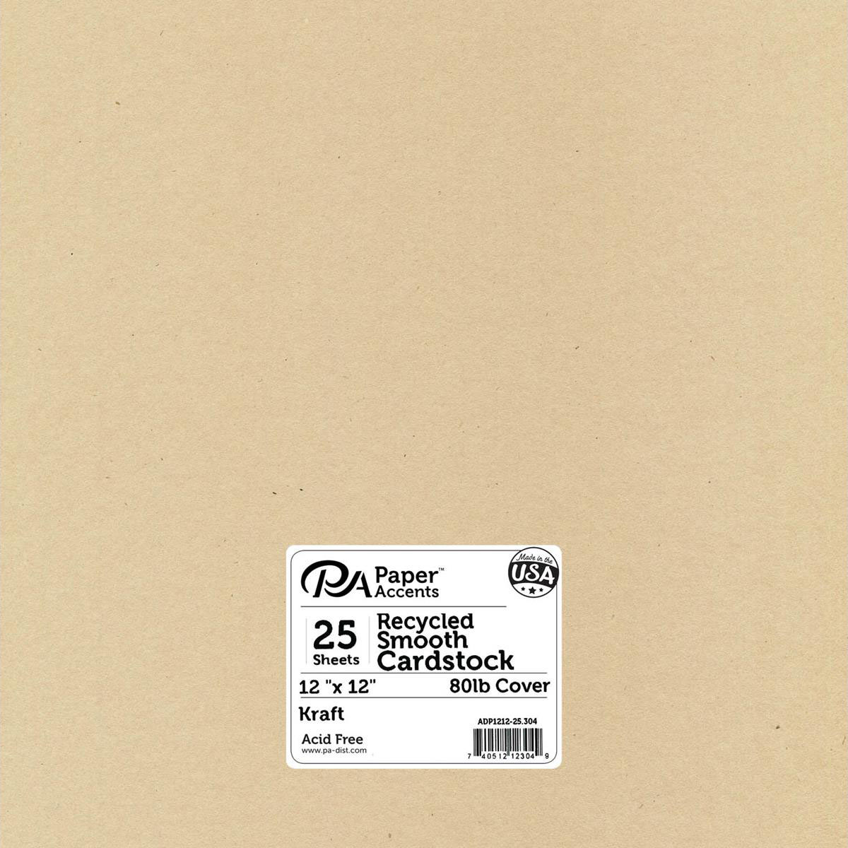 Paper Accents Cdstk Recycled 12x12 80lb Kraft