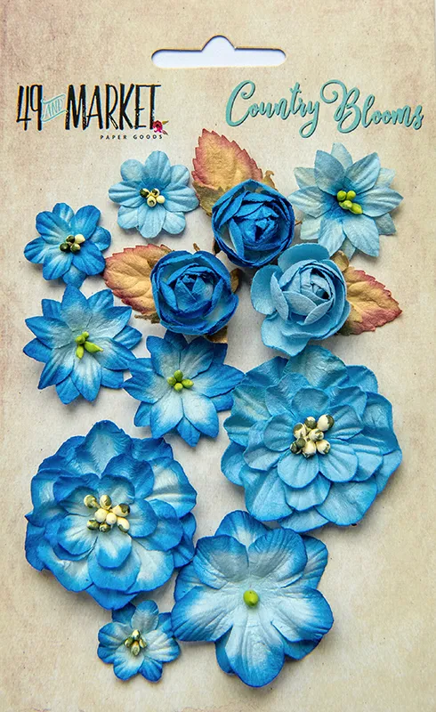 Cobalt Country Blooms, 12 pieces