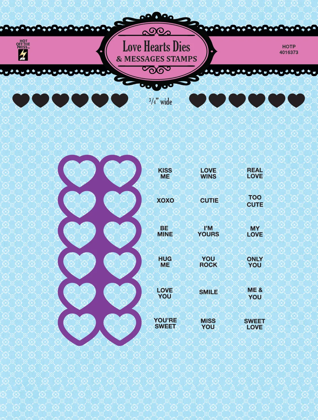 Love Heart Dies + Messages Stamps