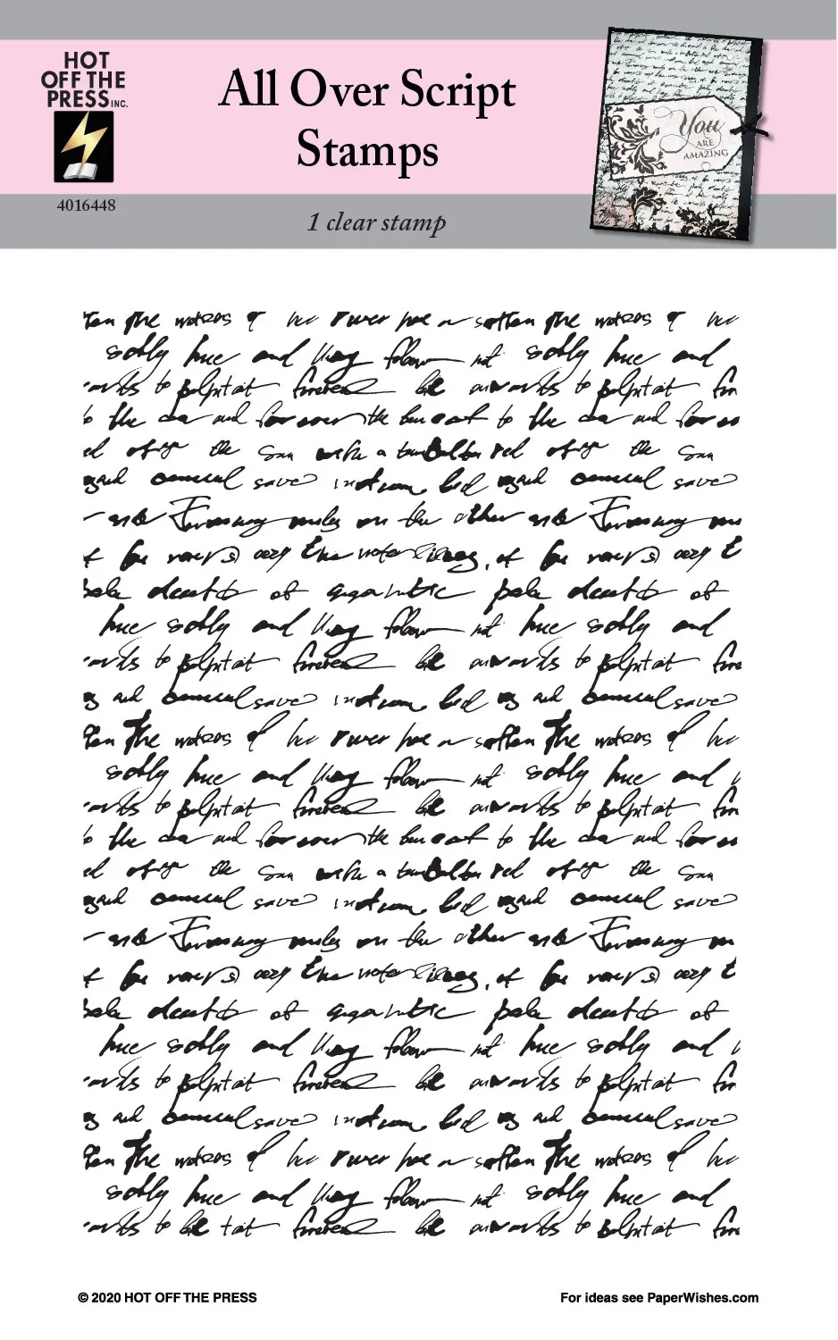 All Over Script, 5x7 Clear Stamp