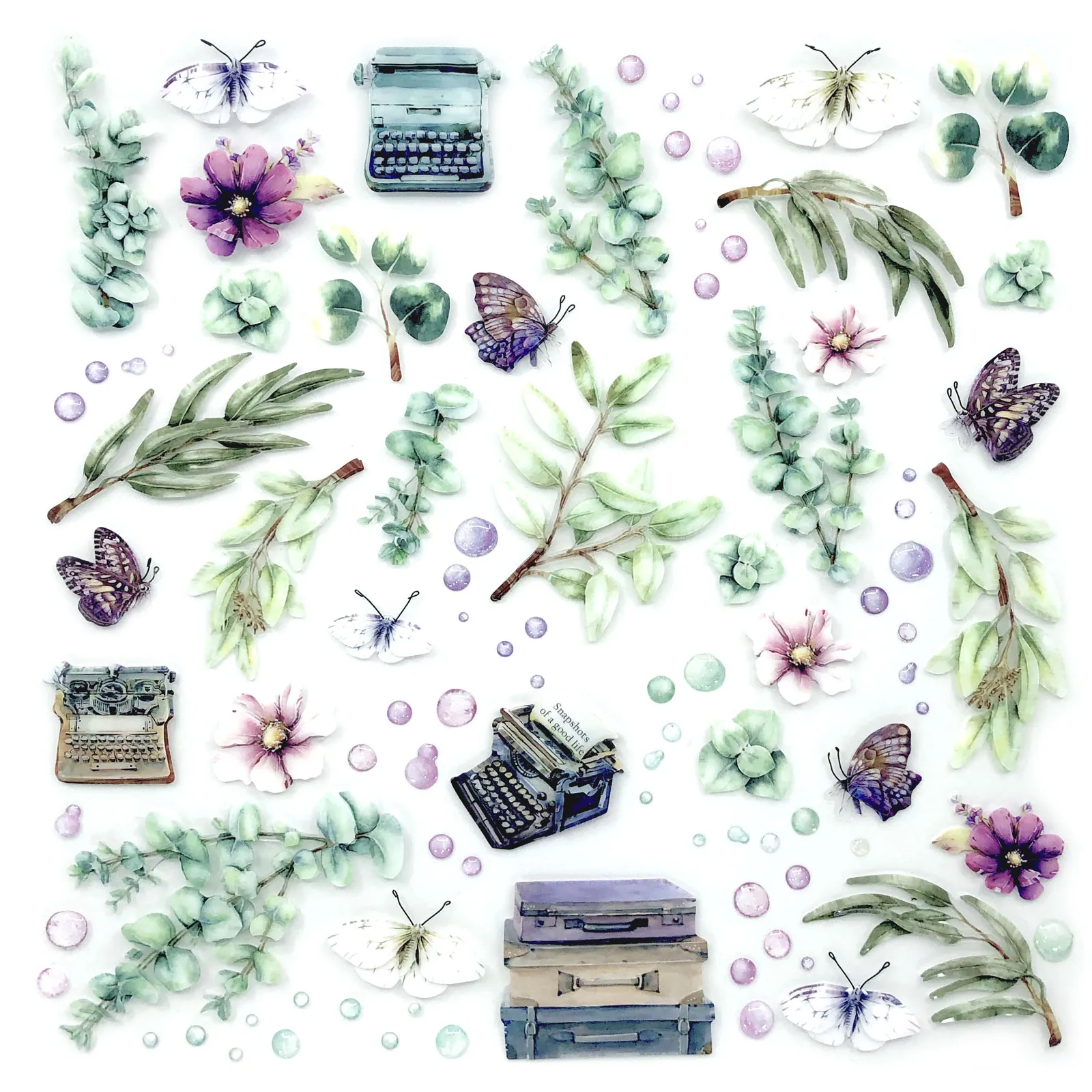 Eucalyptus Dreams Layered Embellishment Set, 97 pieces