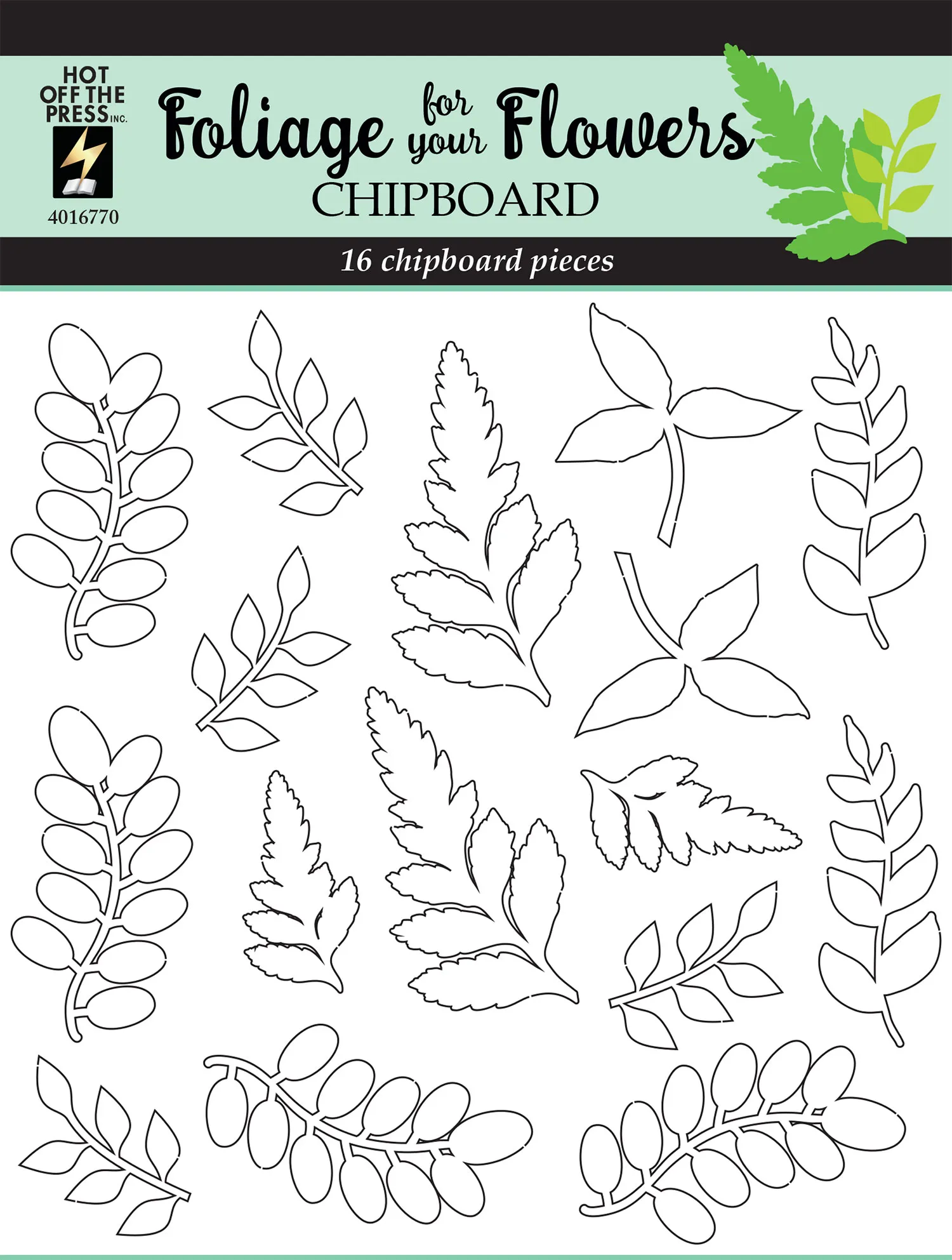 Foliage for your Flowers Chipboard, 16 pieces