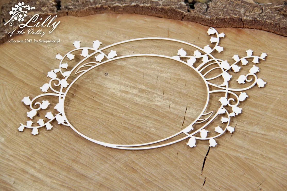 Oval Frame Lily of the Valley Chipboard