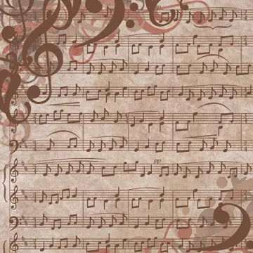 Music Brown Flocked 12x12, 3 Sheets