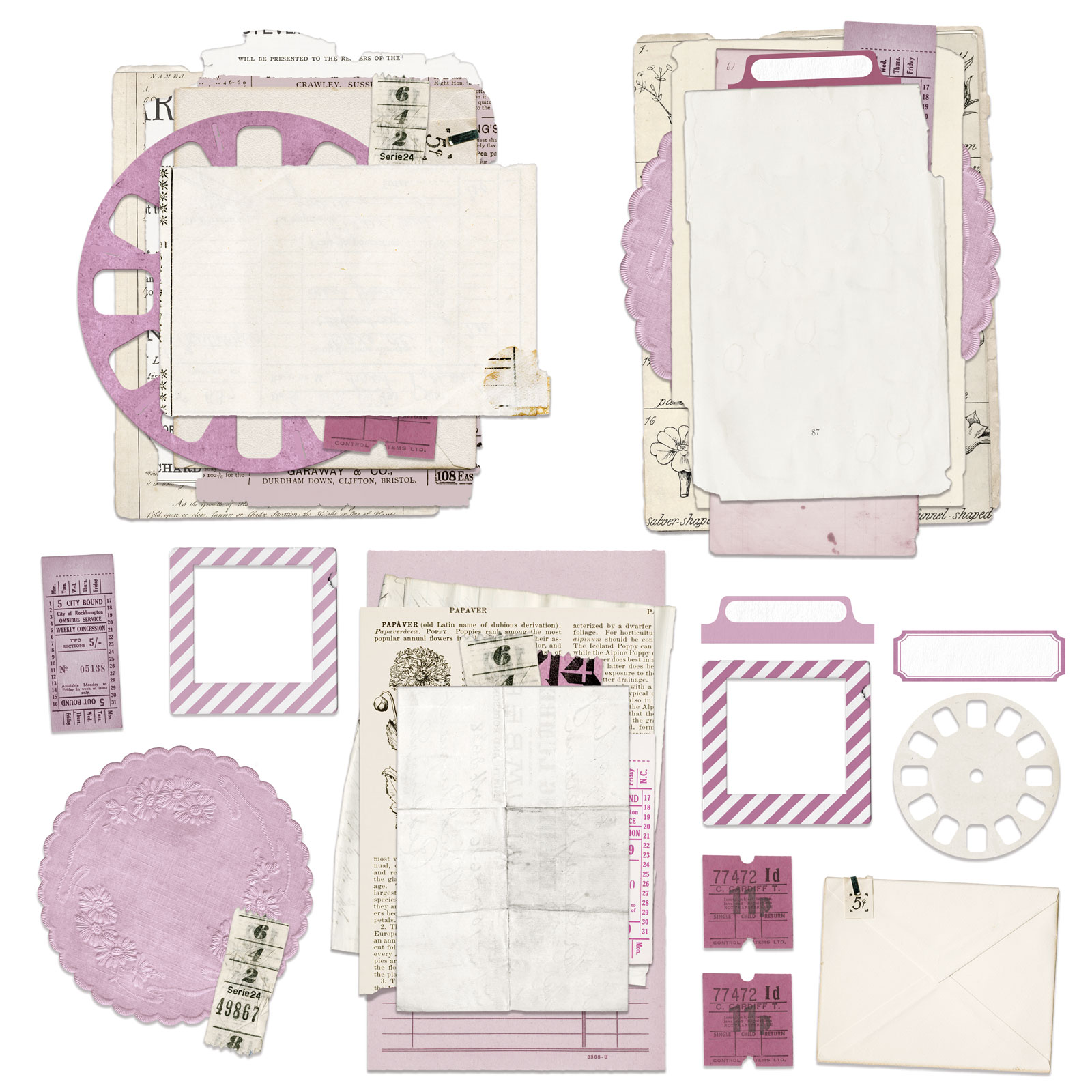 Lilac Ephemera Stack Vintage Artistry