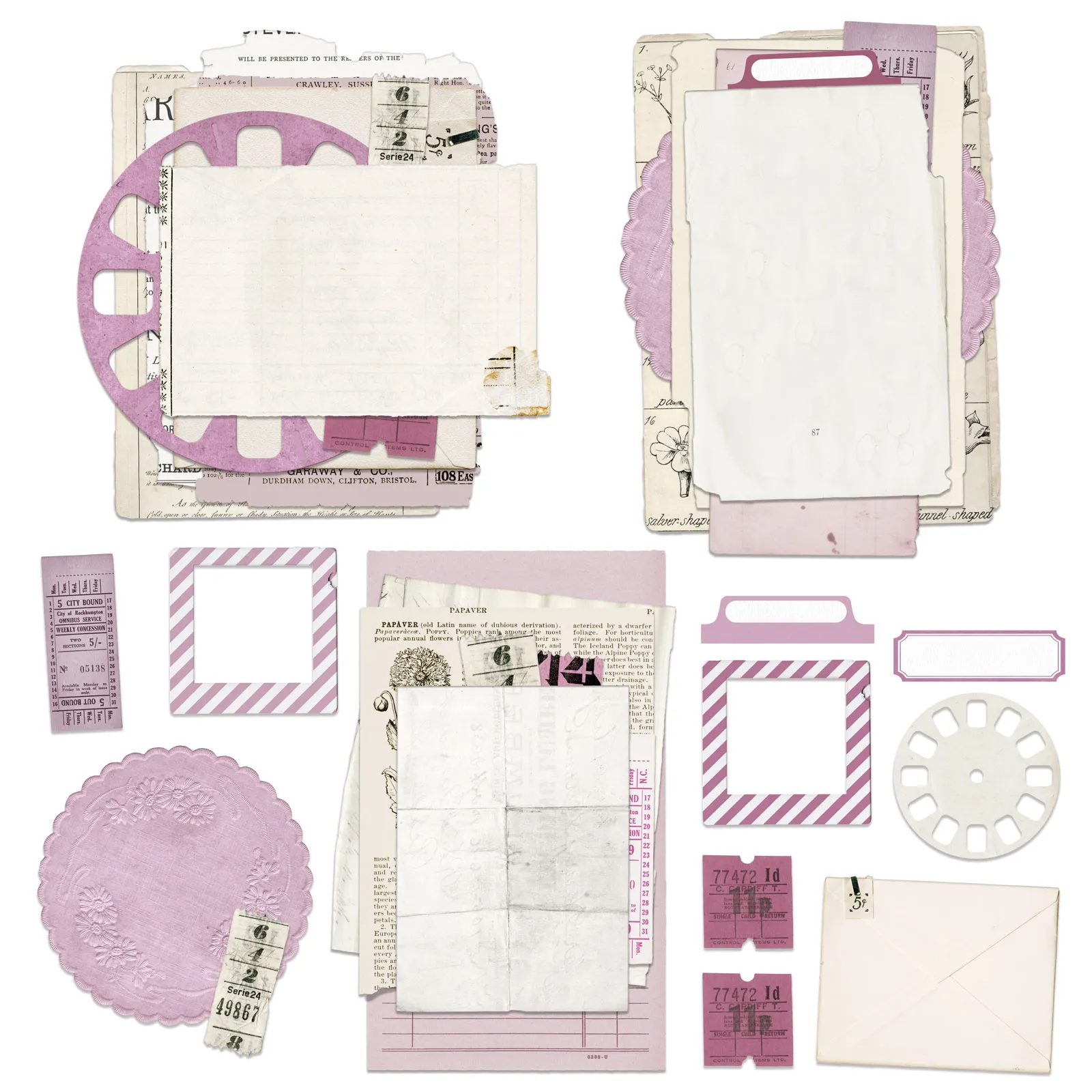 Lilac Ephemera Stack Vintage Artistry
