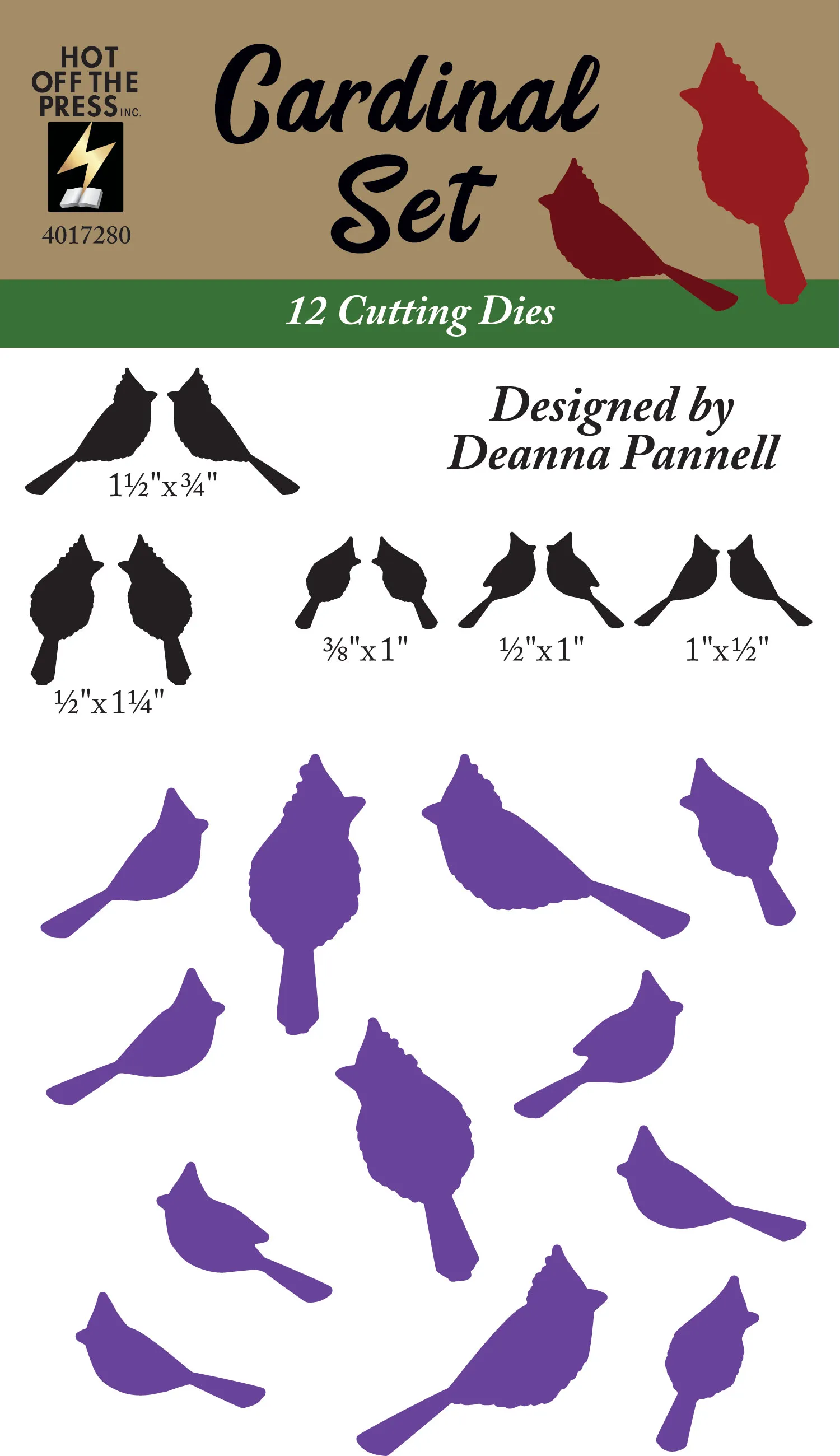Cardinal Cutting Die Set, 12 pieces