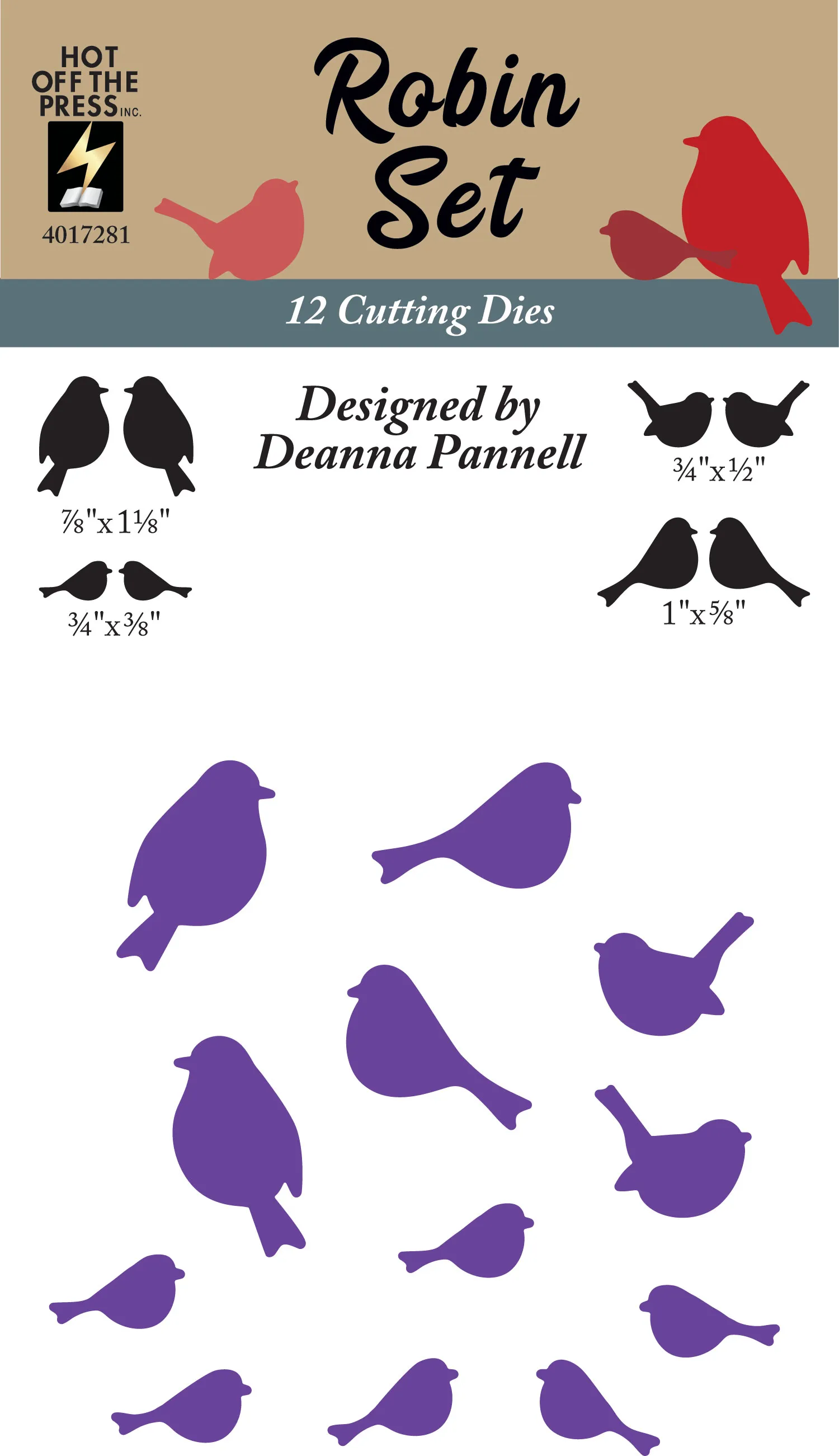Robin Cutting Die Set, 12 pieces