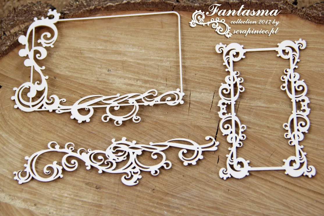 Fantasma Rectangle Chipboard Frames, 3 pieces