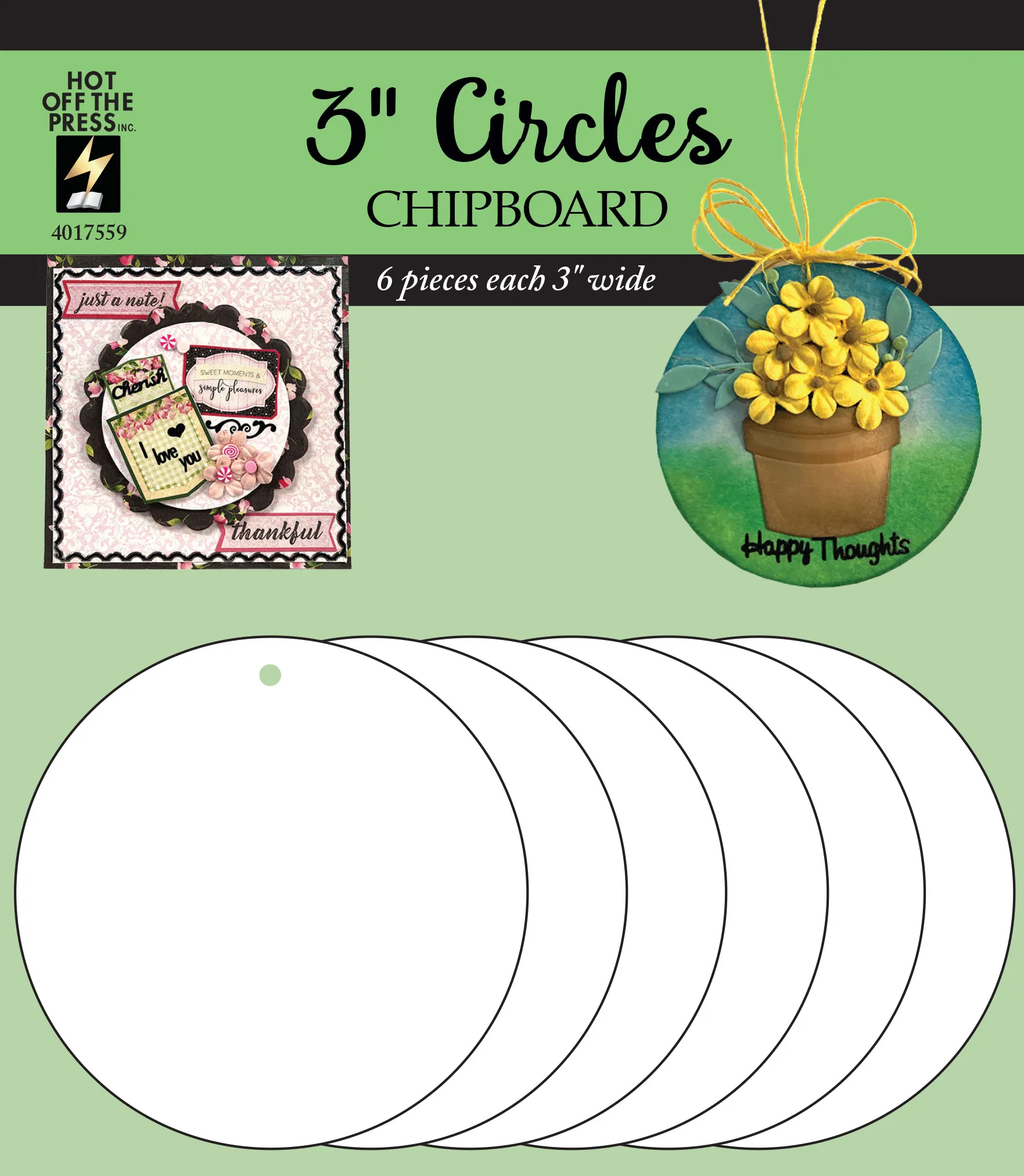 3 INCH Circle Chipboard, 6 pack