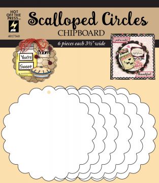 Scallop 3.5" Circle Chipboard, 6 pack