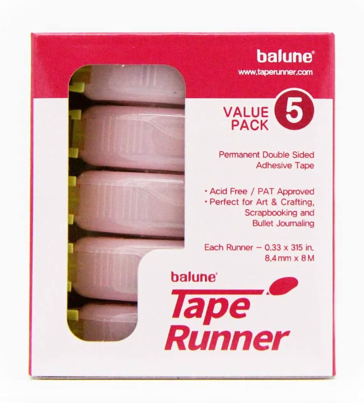 TapeRunner Double-Sided Adhesive Tape, 5/16 Inches by 315 Inches, Set of 5 Applicators
