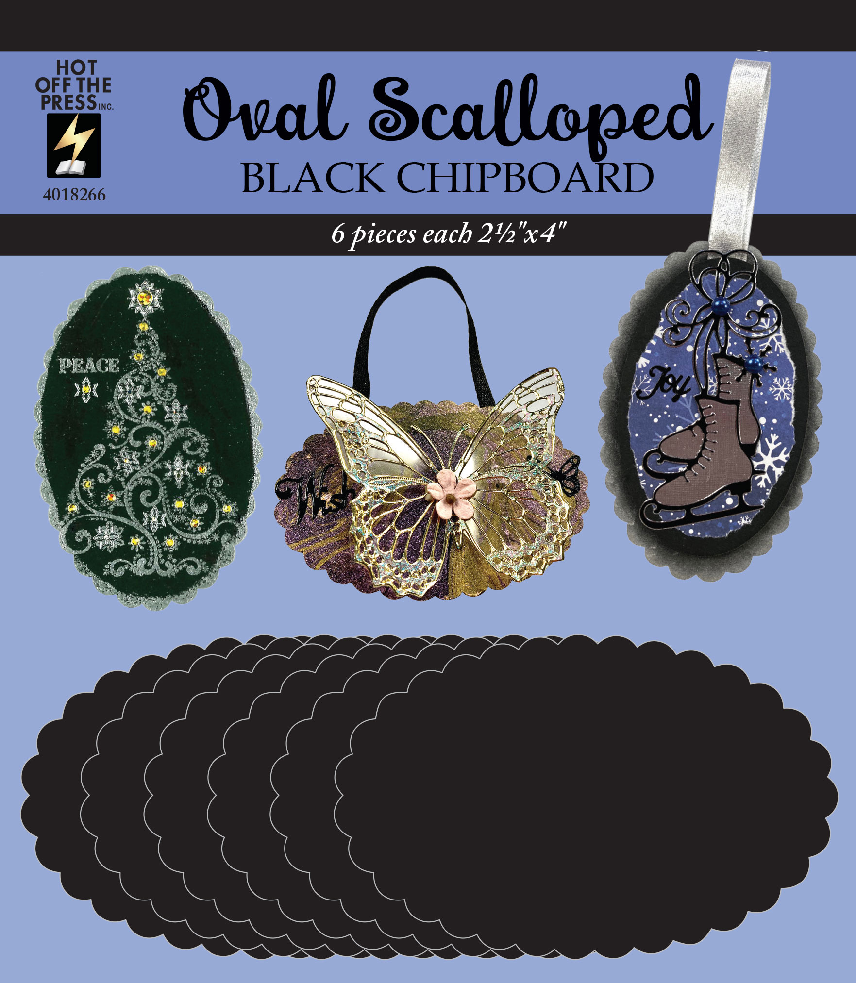 Oval Scalloped Chipboard, black