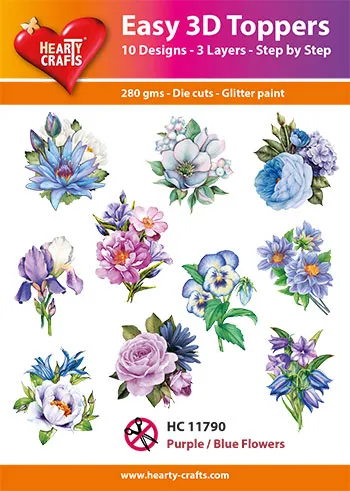 Purple/Blue Flowers 3-D Toppers