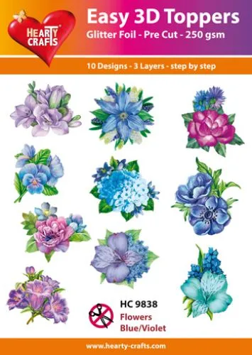 Blue/Violet Flowers 3-D Toppers