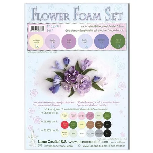 Pastel Blue/Violet Flower Foam, 6 sheets