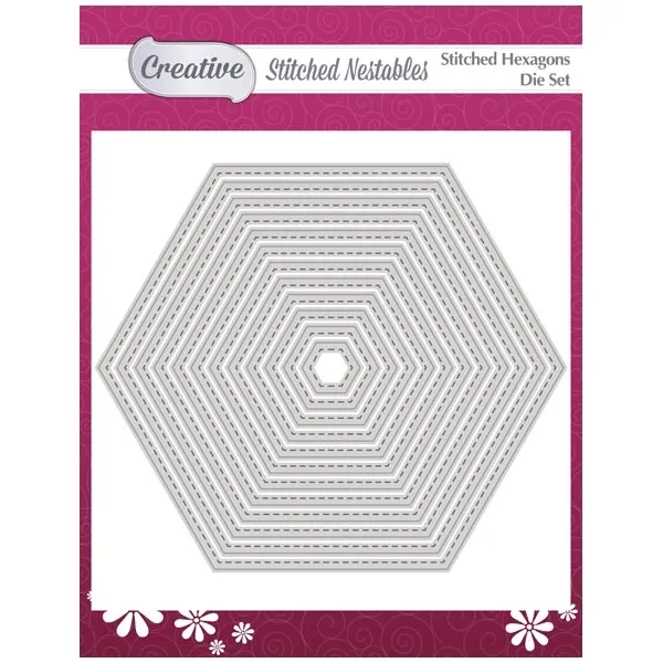 Hexagons Stitched and Nested Super Size Nestables  Dies, 12 pieces