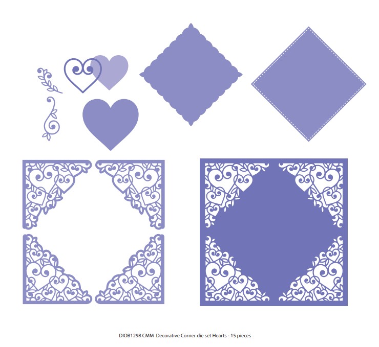 Hearts Decorative Corners Card Making Magic Die Set