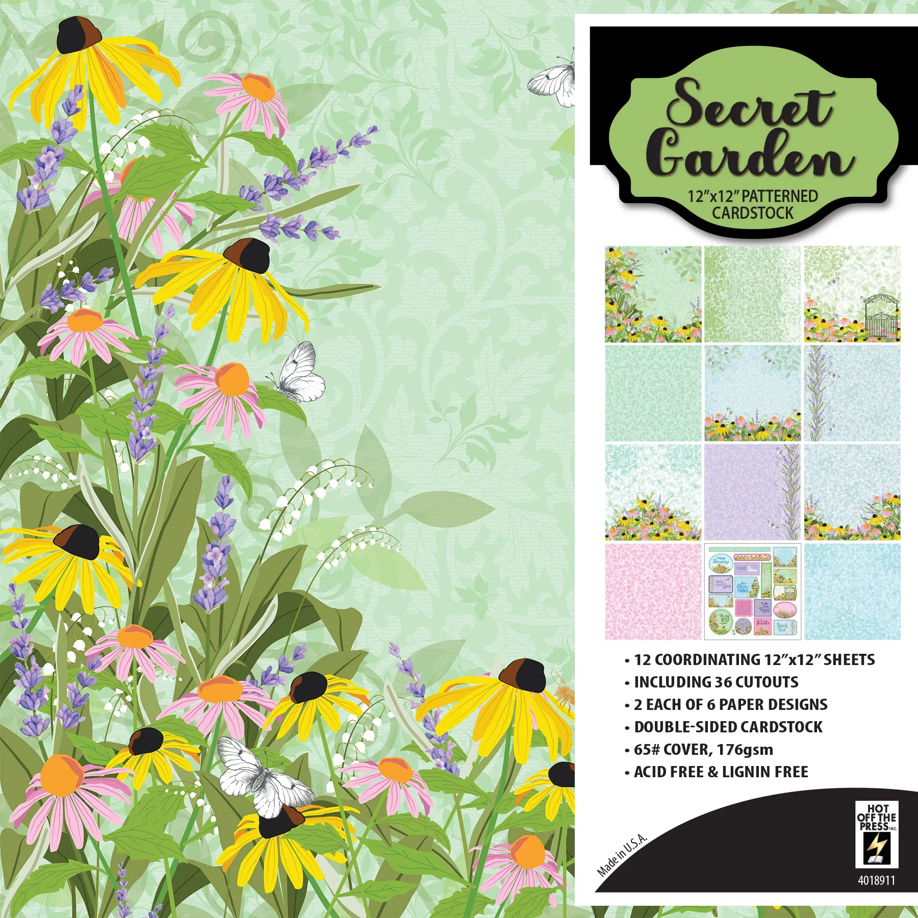 Patterned Secret Garden 12x12 Cardstock Pack