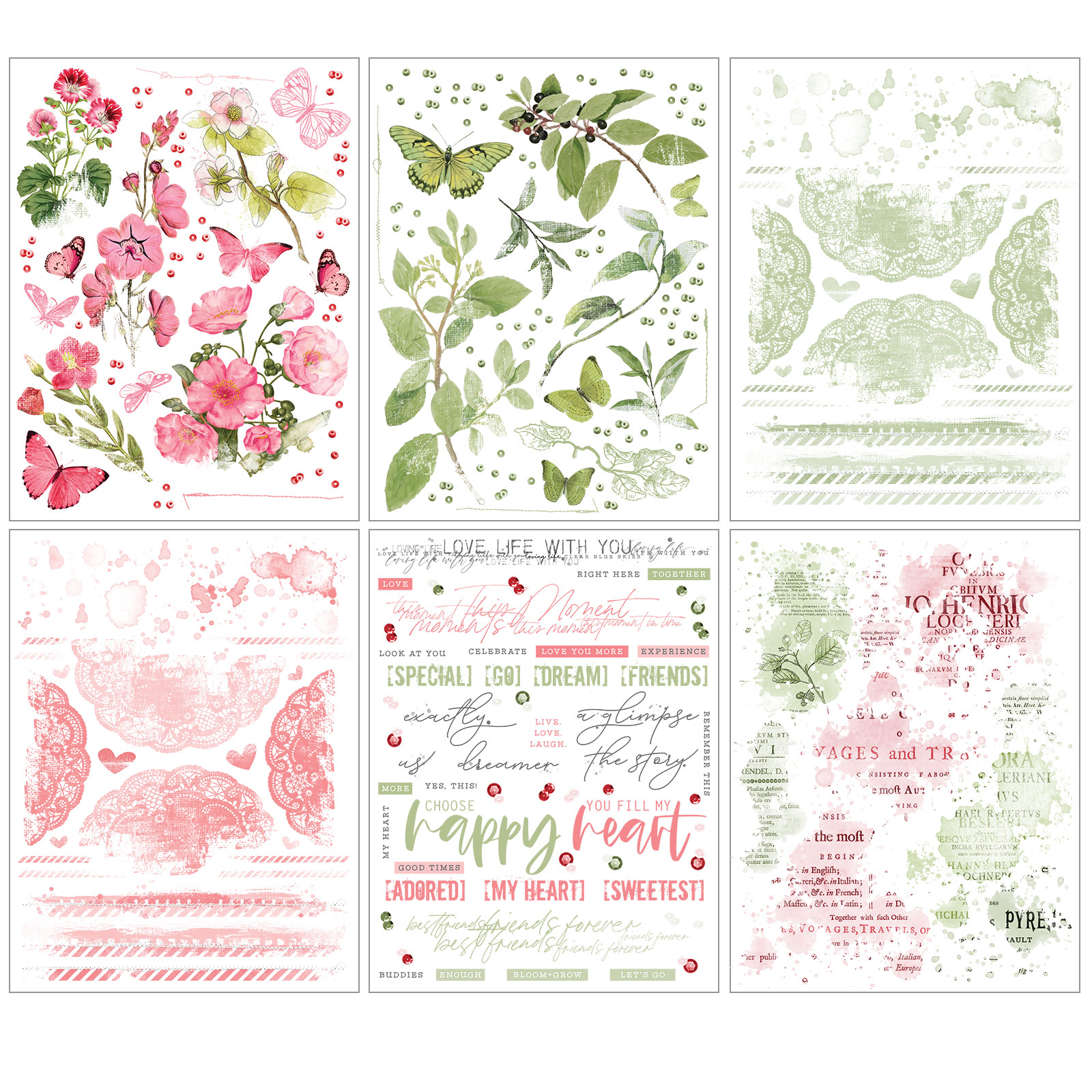 Blush & Sage Vintage Artistry Rub-On Transfers