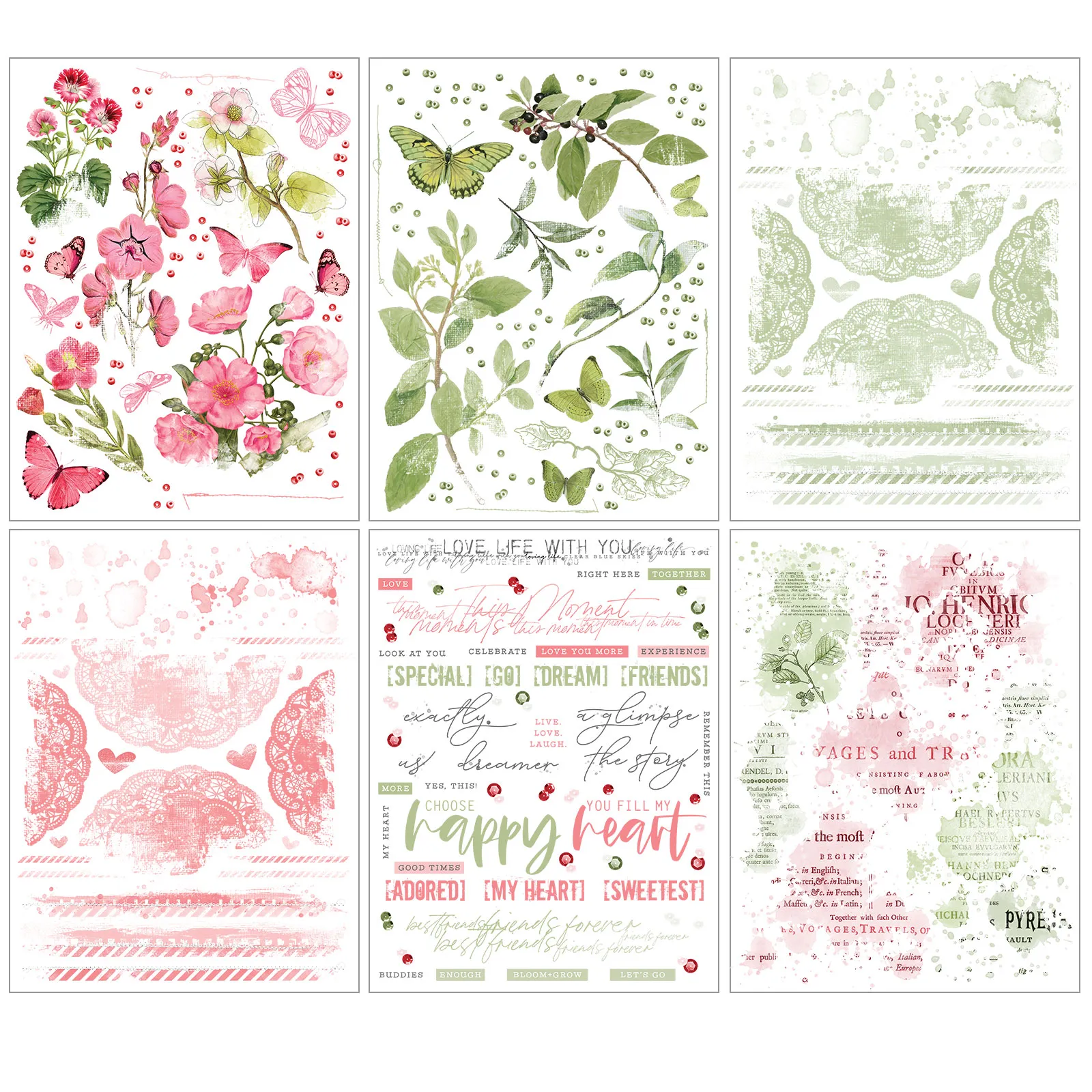 Blush & Sage Vintage Artistry Rub-On Transfers