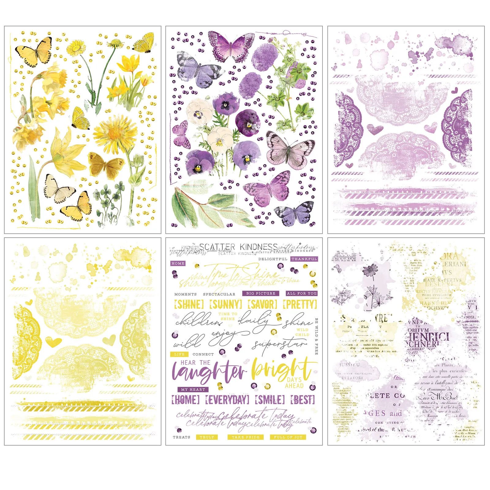 Butter & Lilac Rub-On Transfers Vintage Artistry