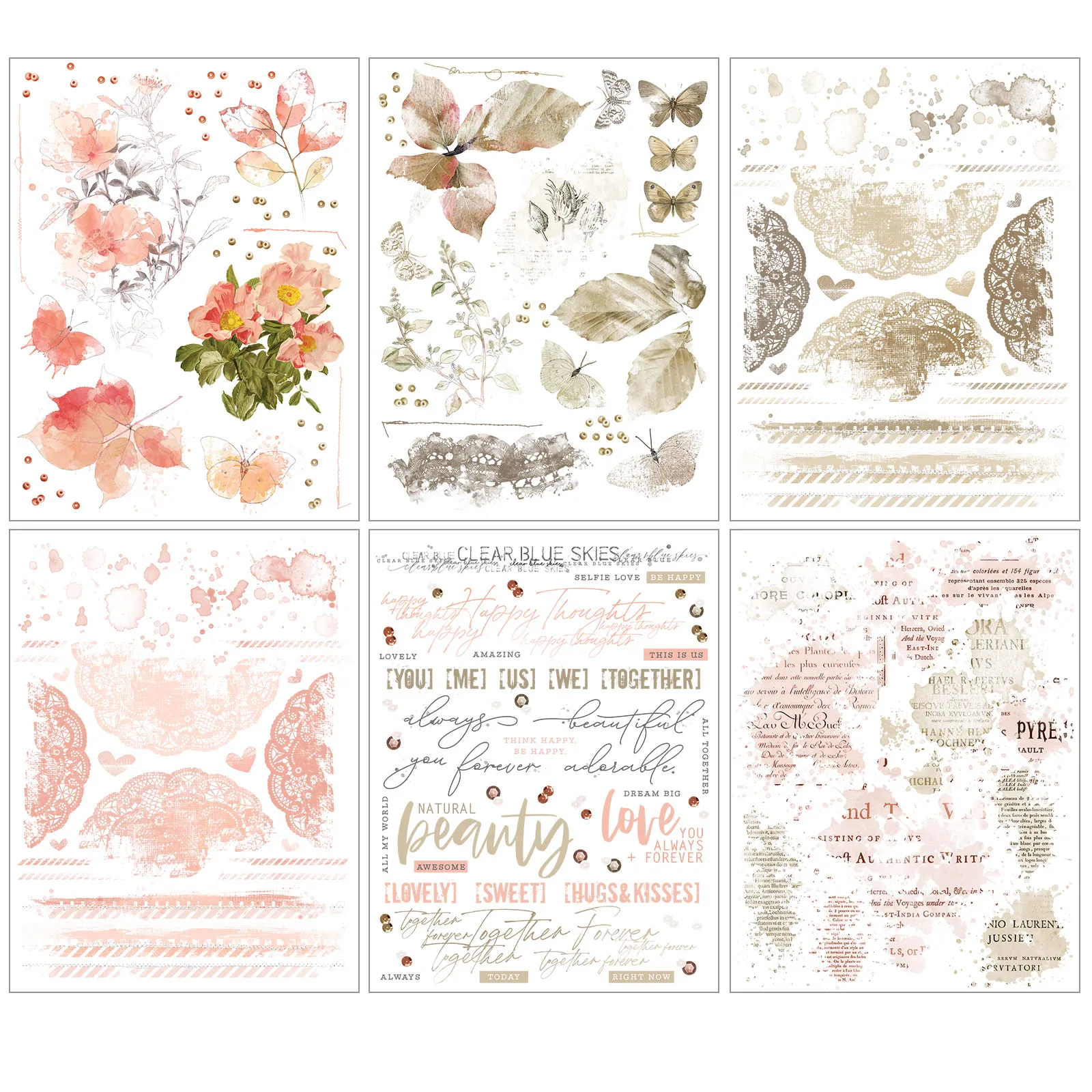 Coral & Natural Rub-On Transfers Vintage Artistry