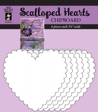 Scalloped Hearts Chipboard, 6 pieces