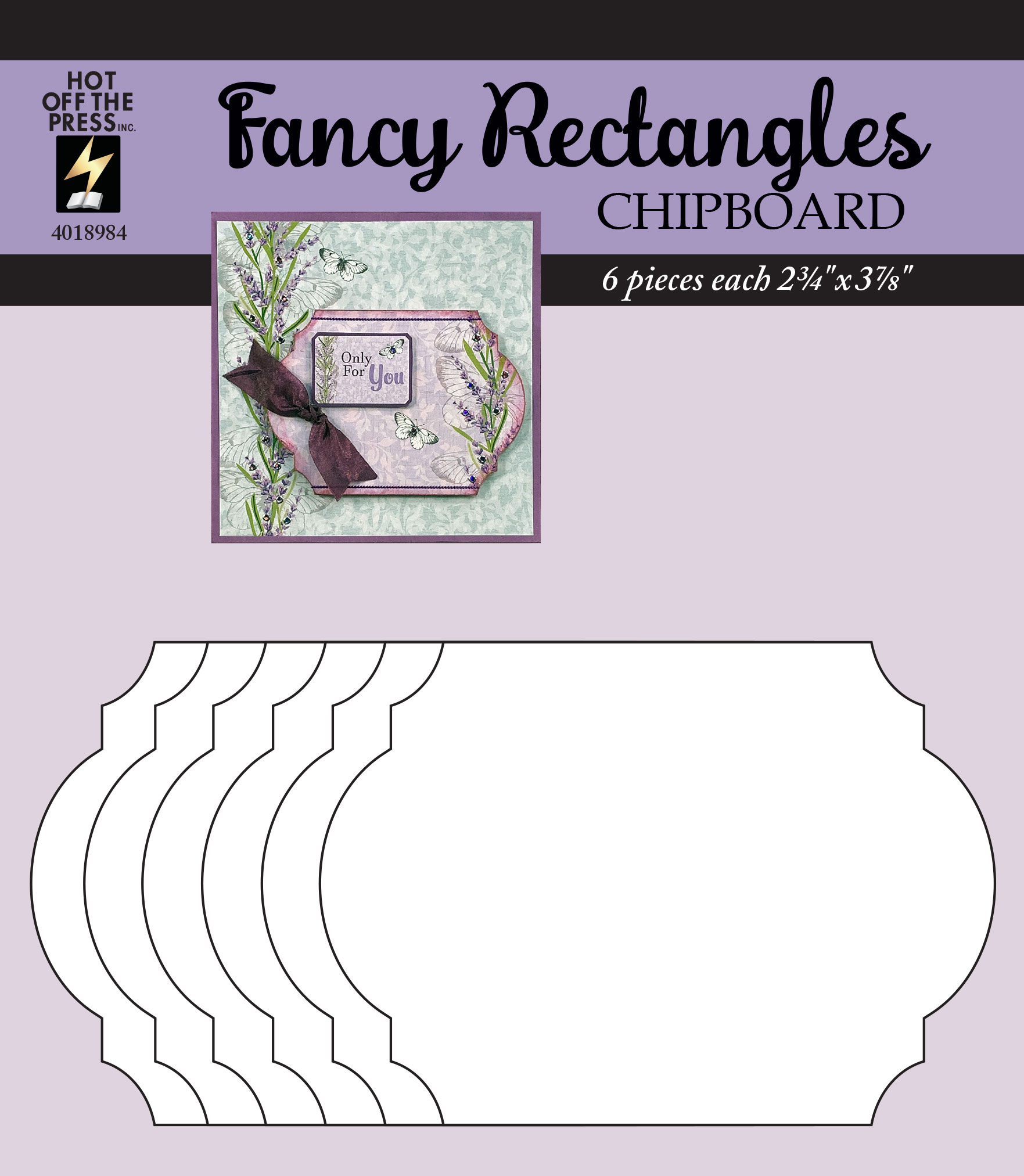 Fancy Rectangle Chipboard, 6 pieces